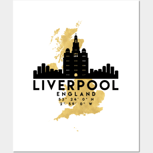 Liverpool England Skyline Map Art Posters and Art